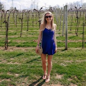 express blue front tie romper
